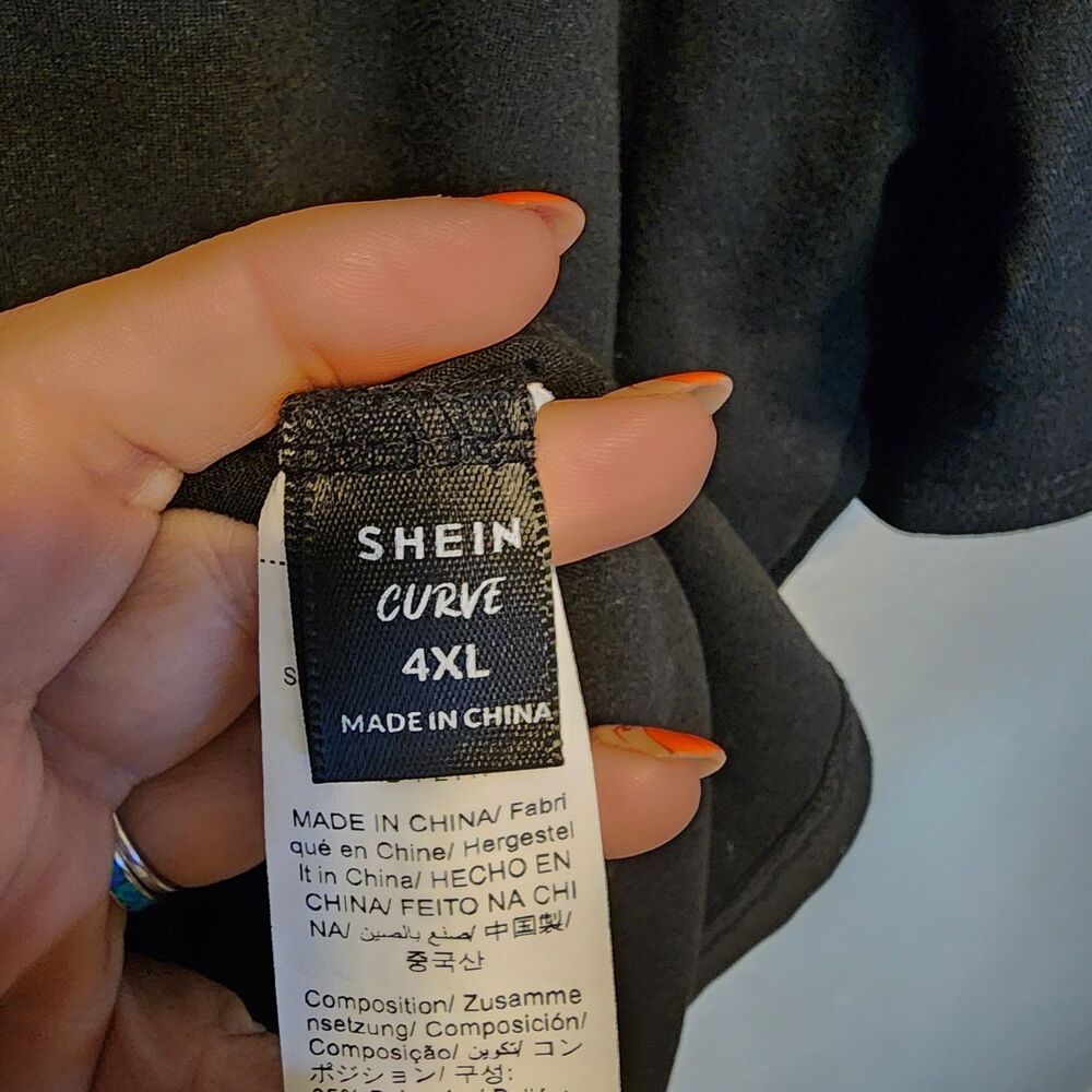 SHEIN Curve Stay Wild Lace Up Grommet Panther Graphic Tee Dress Black 4XL